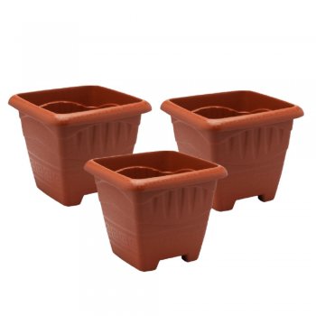 Vasos Quadrados Médios 11 Litros - Kit com 3 - Terracota