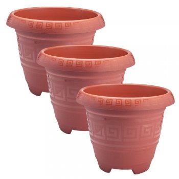 Vasos Redondos Grandes 15 Litros - Kit com 3 - Terracota